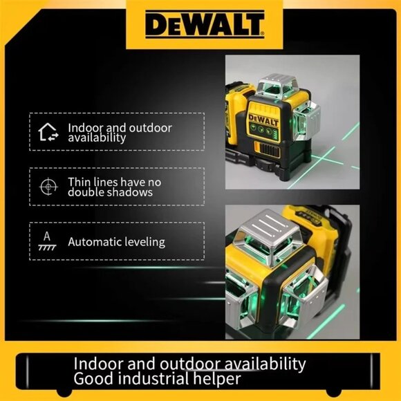 DEWALT Laser Level DW089LG Self Levelling 12 Line 3 x 360 Degrees Green Beam Las - Picture 4 of 11